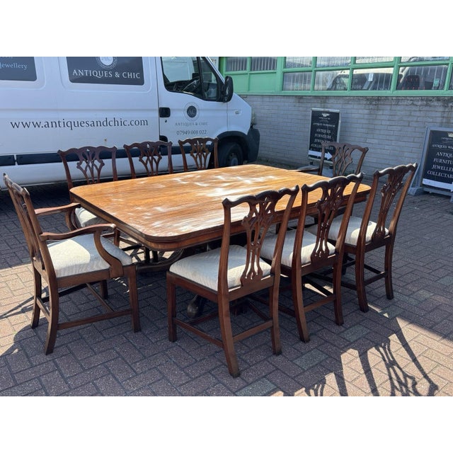 Antique Mahogany Dining Table and Chairs, Set of 9 For Sale - Image 9 of 18