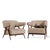 Ward Bennett Mid Century Sculptural Walnut Lounge Chairs - Pair Each chair measures: 31.75 wide x 32 deep x 29 high, with...