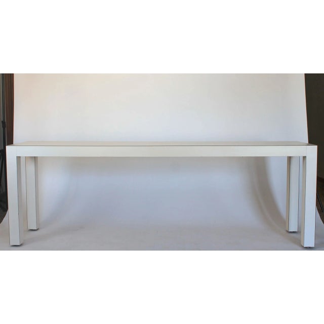 Straight, linear, simple designed 1970s parsons table. No makers mark. Some light age wear. One nick on edge. Pictured....