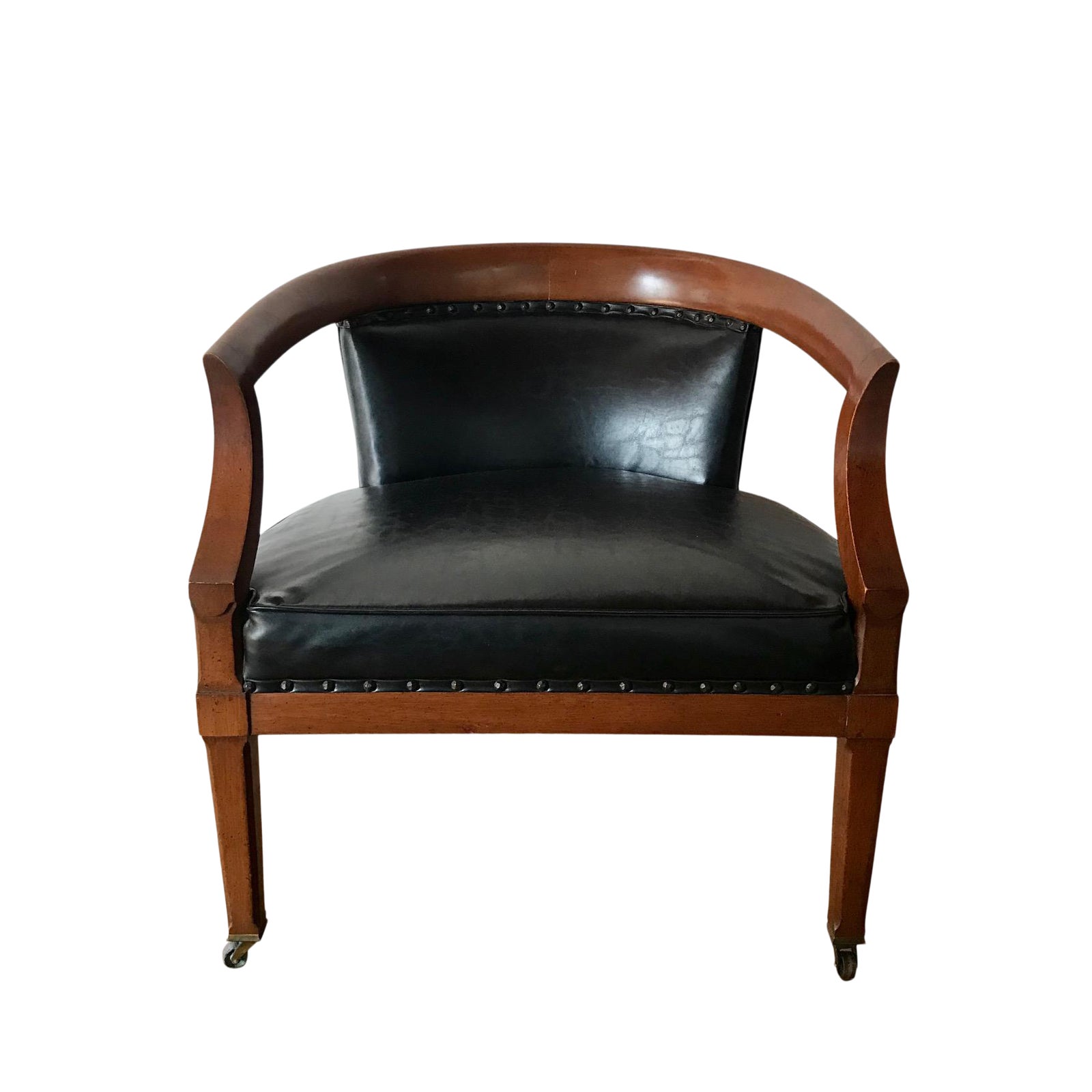 Mid Century Modern Leather Barrel Back Club Chair Chairish