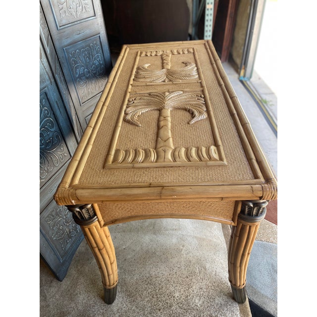 1980s Vintage 1980's Bamboo and Wicker Dining Table Base For Sale - Image 5 of 10