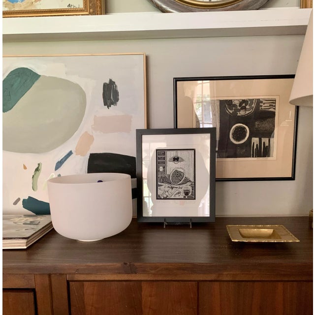 Black 1980s "Seeing" Numbered Woodblock Carving Print of a Bird, Framed For Sale - Image 8 of 9