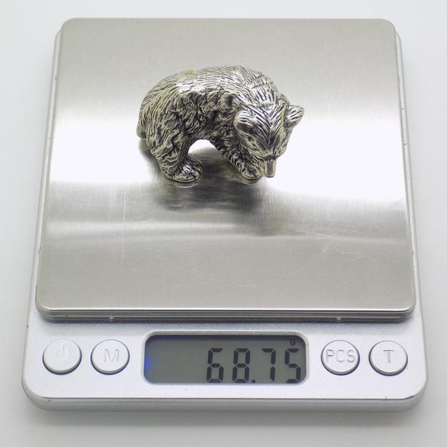 Large Vintage Italian Handmade Silver Brown Bear Cub Figurine, Novara, 1970s For Sale - Image 13 of 16