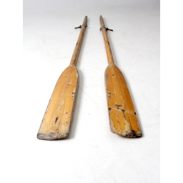 Vintage Feather Brand Caviness Oars Pair For Sale - Image 6 of 8