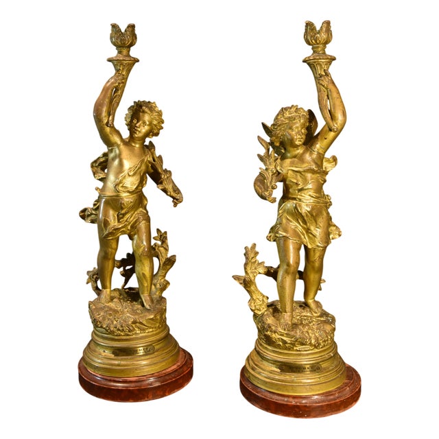 Bronze Candlesticks by Rancoulet, France, 19th Century, Set of 2 For Sale