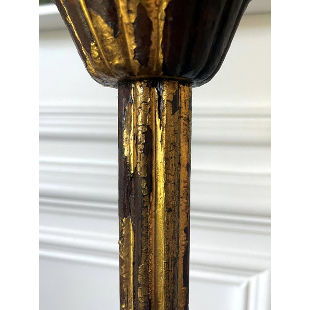 Pair of Large Japanese Carved Wood Temple Candleholders Edo Period For Sale - Image 4 of 18