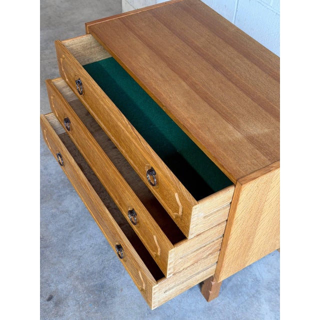 Brown Vintage Danish Oak 3 Drawer Chest Mid Century Modern Nightstand Dresser For Sale - Image 8 of 10