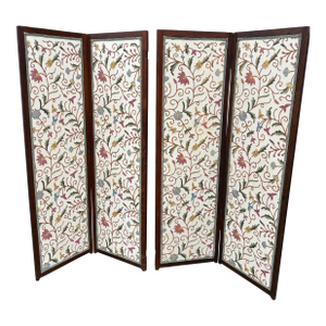 Antique Crewel Folding Screen