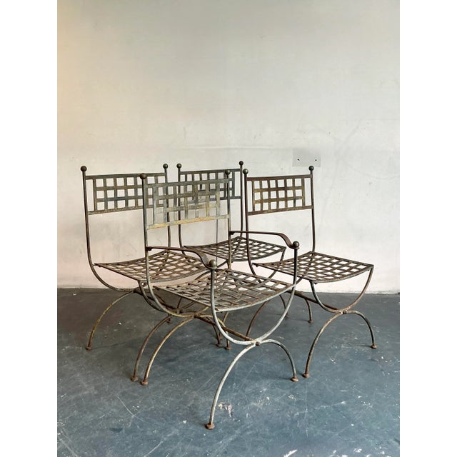Vintage Boho Wrought Iron Dining Chairs After Maurizio Tempestini for Salterini - Set of 4 For Sale In West Palm - Image 6 of 7