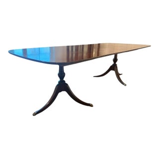 1954 Charak Mahogany Double Pedestal Dining Table With Two Leaves For Sale