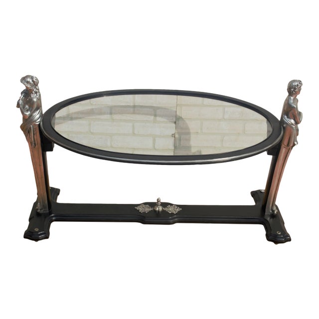 Art Nouveau Figural Bust Oval Coffee Table For Sale