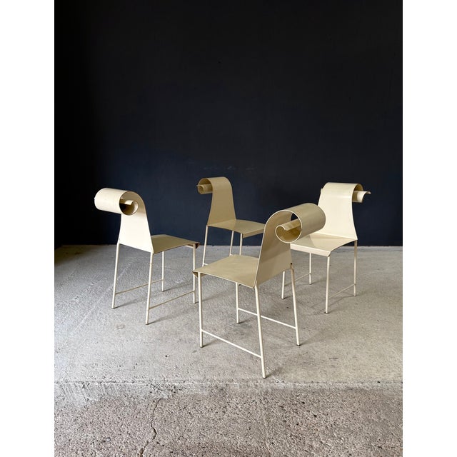 Metal Vintage French Metal Swirl Back Garden Chairs, 1960s, Set of 4 For Sale - Image 7 of 18