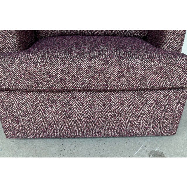 Purple Revelation Modern Tweedy Bird Purple Finch Unwind Swivel Chairs Pair For Sale - Image 8 of 8