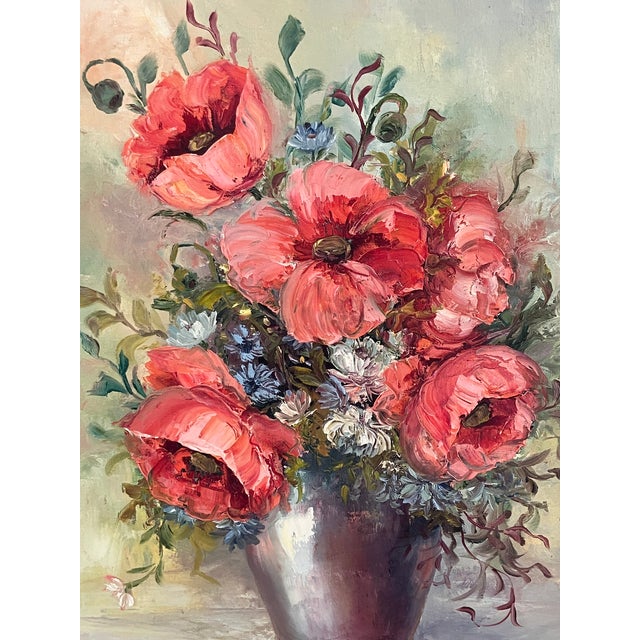 Vintage Floral Still Life Painting by Leavern Grubbs (1978) For Sale - Image 4 of 12