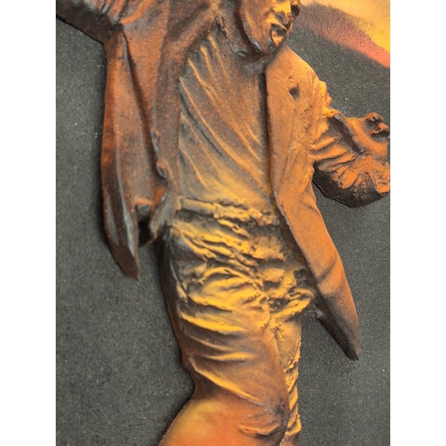 1990s Vintage B. T. G. Hand Arts Painting 3d Florescent Wall Art For Sale - Image 5 of 11