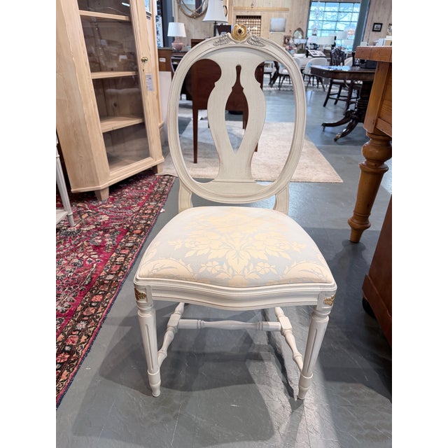 Late 20th Century Gustavian Painted Oval Dining Table Set For Sale - Image 10 of 12