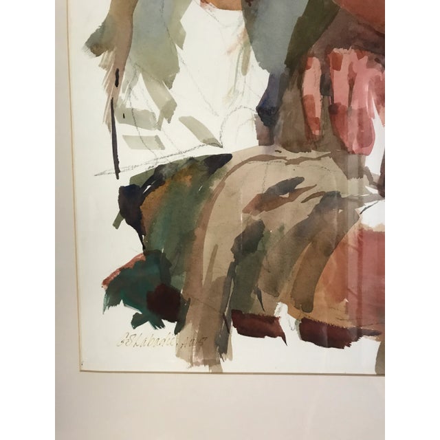 Contemporary 1970s Male Watercolor Portrait Painting by Labadie For Sale - Image 3 of 4