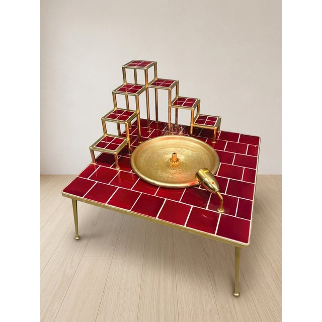 Late 20th Century Space Age Glazed Ceramic & Metal Water Feature, Europe, 1970s For Sale - Image 4 of 11