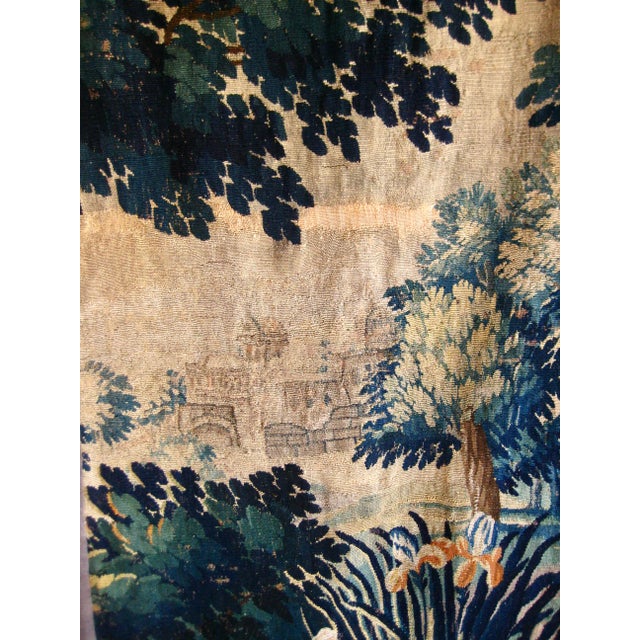 Textile French Aubusson Verdure Tapestry Two Herons on a Lake Circa 1700s For Sale - Image 7 of 12