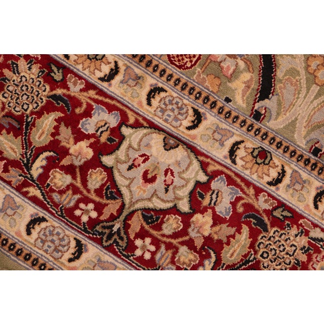 Shabby Chic 1990's Pak-Persian Green/Red Wool Rug - 6'1'' X 9'0'' For Sale - Image 4 of 9