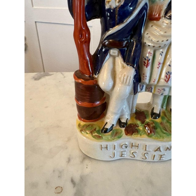 1900 - 1909 Antique Victorian Staffordshire Pottery Highland Jessie Flatback Figure, 1900s For Sale - Image 5 of 13