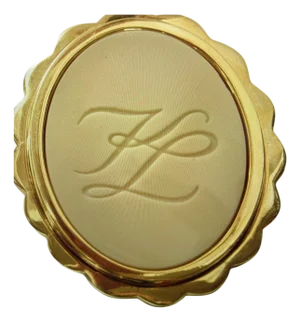 1980s Karl Lagerfeld Large Carved "Kl" Logo Glass Gold-Plated Cameo Brooch