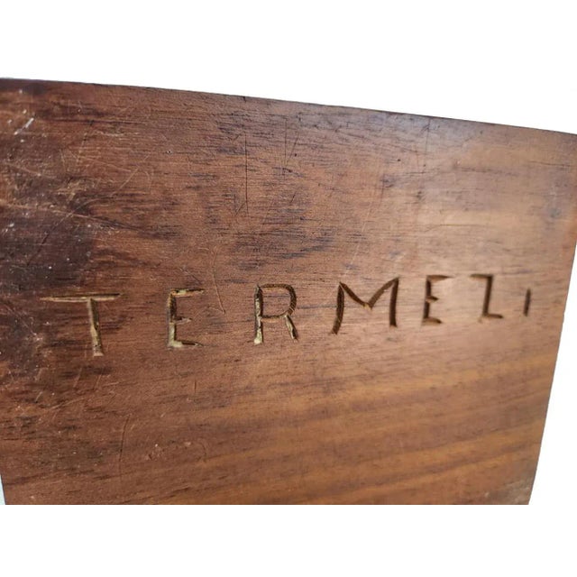 Vintage African Hand Carved Wood Head Bust Sculpture, Artist Signed For Sale - Image 11 of 11