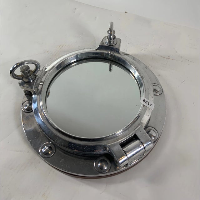 Silver Aluminum Ship's Porthole Mirror For Sale - Image 8 of 9