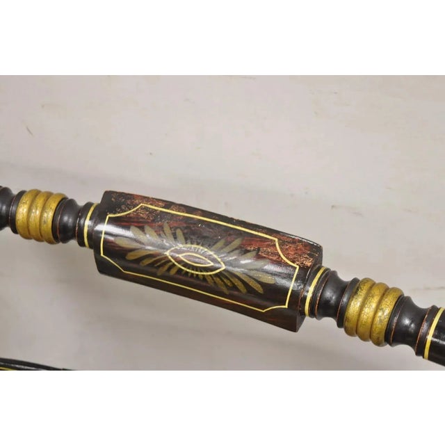 Wood Late 19th Century Antique Hitchcock Black and Gold Harvest Stencil Rush Side Chairs - a Pair For Sale - Image 7 of 11