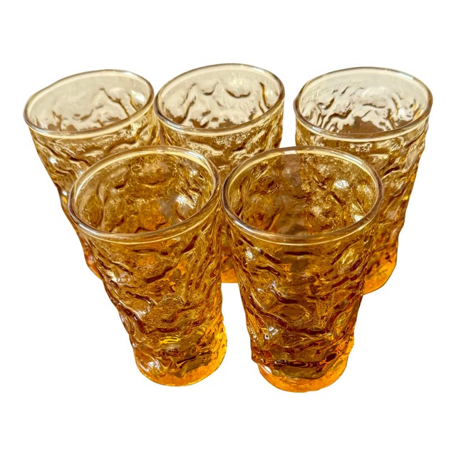 Anchor Hocking Milano Honey Gold Juice Glasses - Set of 5 For Sale