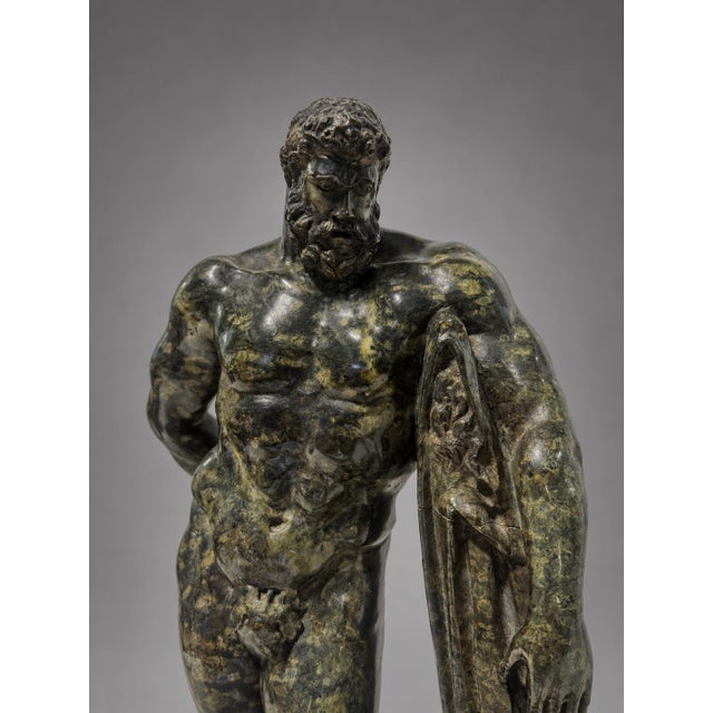 Metal Italian Grand Tour Neoclassical Verde Antico Marble Farnese Hercules, 19th C. For Sale - Image 7 of 16