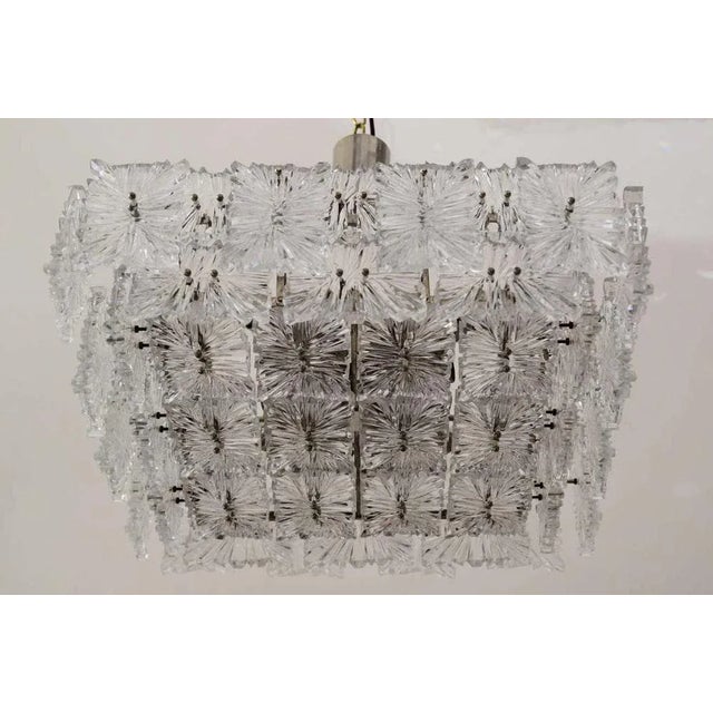 Metal Mid-Century Modern Etched Glass Chandelier by Kinkeldey For Sale - Image 7 of 8