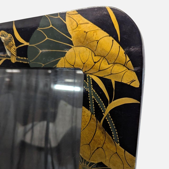 Asian Inspired Lacquered Wood Framed Mirror For Sale - Image 4 of 6