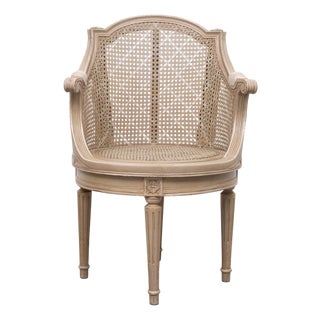 Louis XVI Style Barrel Cane Desk Chair, 1900 For Sale