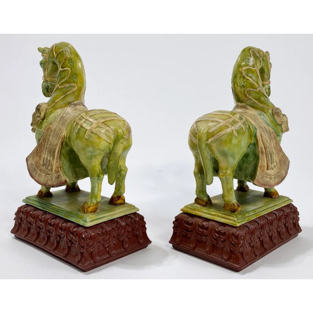 Mid 20th Century Vintage Chinoiserie Style Decorative Imperial Tang Dynasty Horses, a Pair For Sale - Image 5 of 8