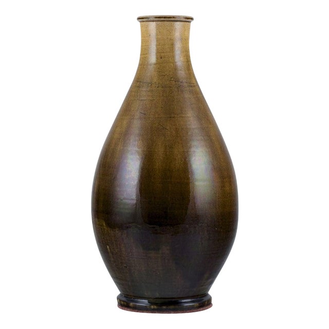 Ceramic Floor Vase in Uranium Yellow Glaze by Svend Hammershøi for Kähler, 1930s For Sale