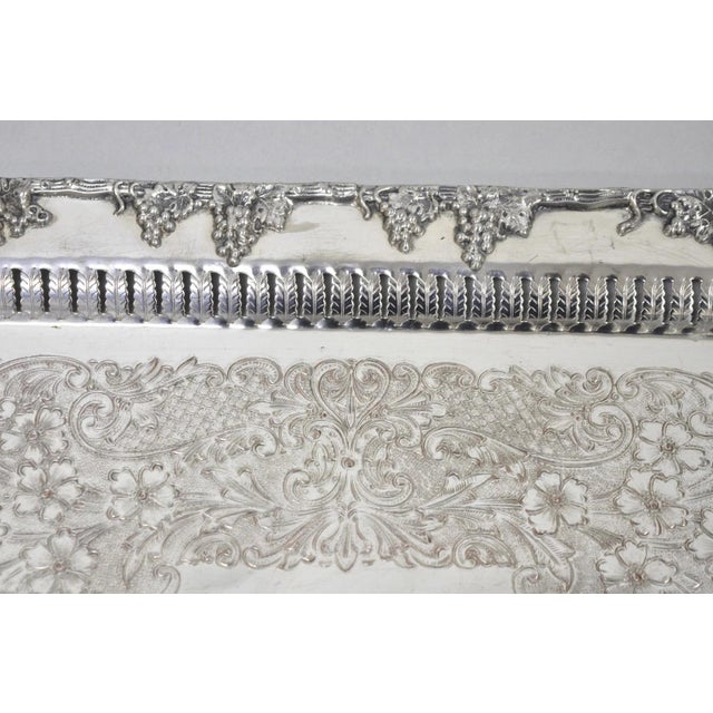 Metal Vintage Victorian Silver Plated Grapevine Bar Serving Platter Tray by Excelsior For Sale - Image 7 of 16
