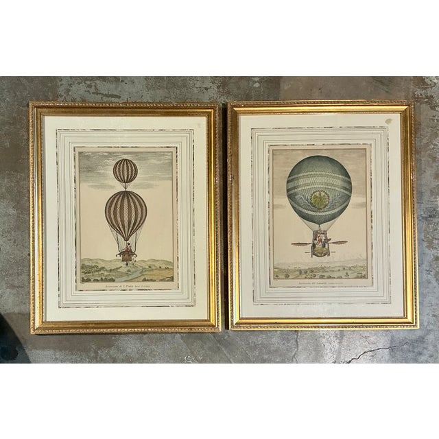 Vintage Framed Hot Air Balloon Prints - Pair For Sale - Image 9 of 12