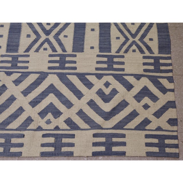Vintage Turkish Anatolian Hand Made Organic Wool Natural Color Modern Kilim,9'x9'8" For Sale - Image 4 of 6