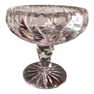 American Brilliant Cut Crystal Pedestal Compote Bowl For Sale