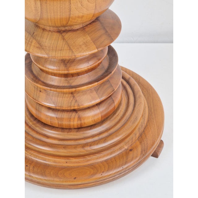 Wood Brutalist Spindle Table Lamp in Turned Oak, 1960s For Sale - Image 7 of 8