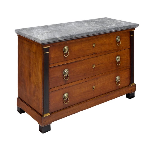 Traditional Consulat Early Empire Chest With Gray Sainte-Anne Marble Top For Sale - Image 3 of 9