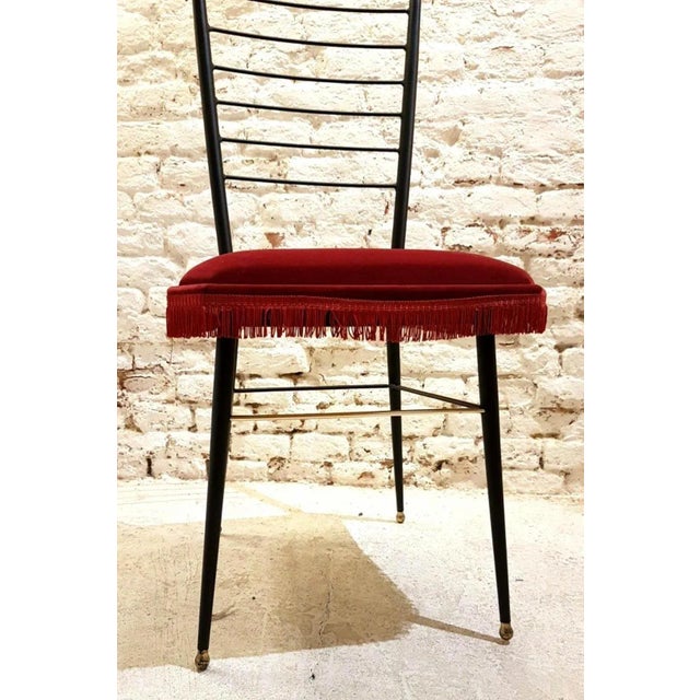 Large Wrought Iron & Brass Chair, 1950s For Sale - Image 6 of 7