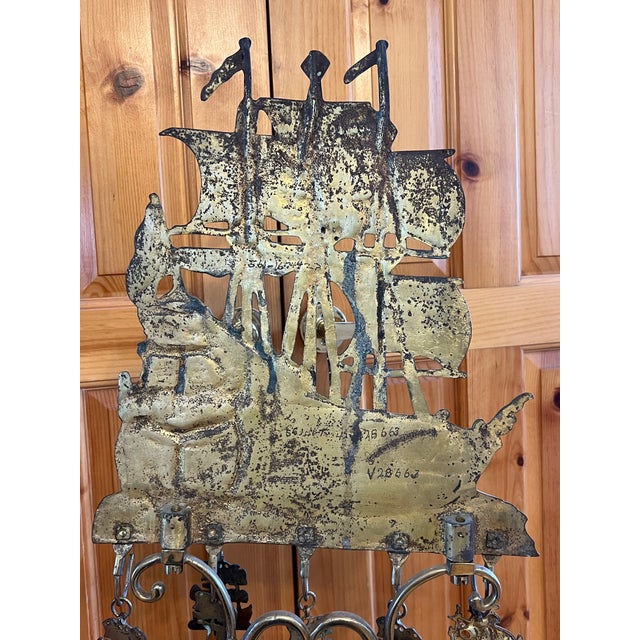 Antique Don Fernando Frigate Twisted Brass Nautical Coal Fireplace Tool Set For Sale - Image 9 of 12