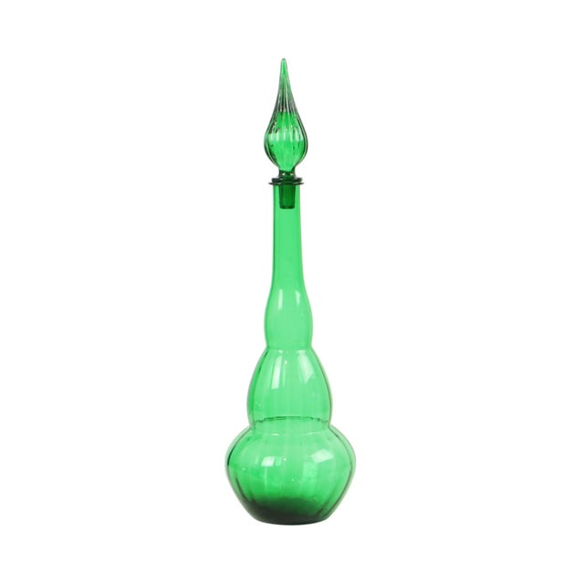 Vintage Green Glass Decanter, 1960s For Sale - Image 12 of 15
