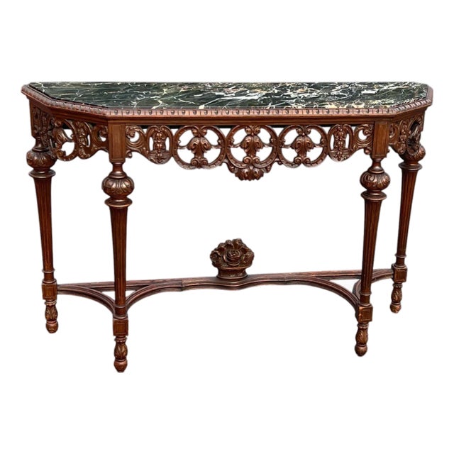 Early 20th Century Jacobean Style Marble Top Console Table For Sale