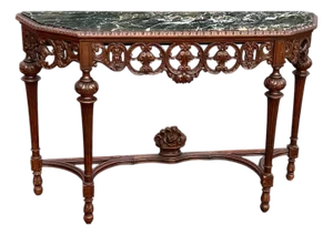 Early 20th Century Jacobean Style Marble Top Console Table