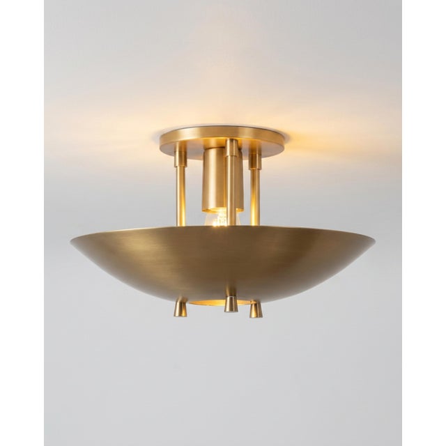 Handmade Mid-Century Modern Brass Flush Mount Ceiling Light Art Deco Organic Design Lighting for Entryway, Bedroom, Dining For Sale - Image 12 of 16