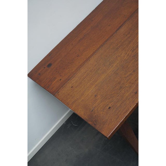 Large Antique 19th Century Dutch Rustic Farmhouse Teak Dining Table For Sale - Image 4 of 18