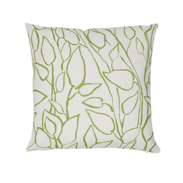 Contemporary Schumacher Solandra Vine Pillow in Leaf For Sale